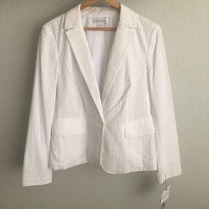 NWT Liz Claiborne White Cotton Eyelet Blazer Size M